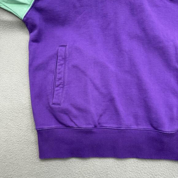 Teddy Fresh Hoodie Mens Small Purple Colorblock Raglan 100% Cotton Sweatshirt - Picture 6 of 10